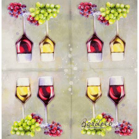 Serwetka decoupage firmy IHR kieliszki z winem 33x33cm